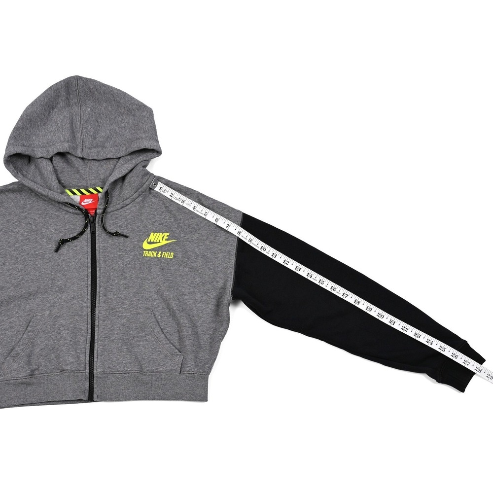 Nike Full Zip Cropped Hoodie Women's Small Long Sleeve Oversized Logo‎ Pockets - Picture 4 of 9